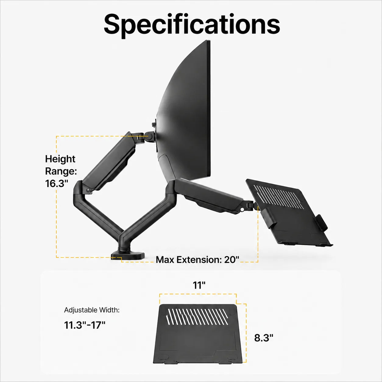 2-in-1 Laptop & Monitor Desk Mount