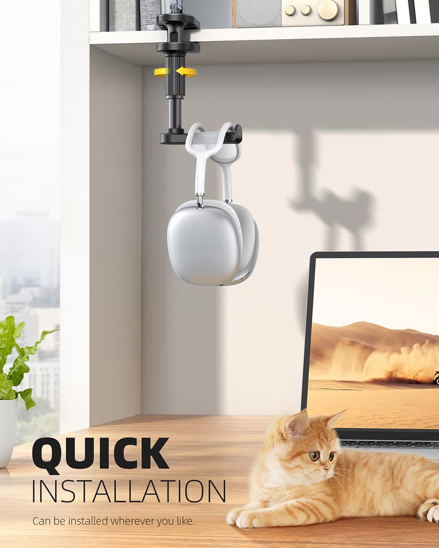 Headset Hanger with Rotating for Under Desk - DH03