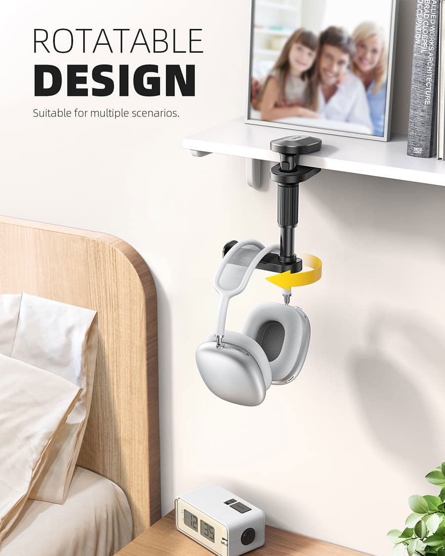 Headset Hanger with Rotating for Under Desk - DH03