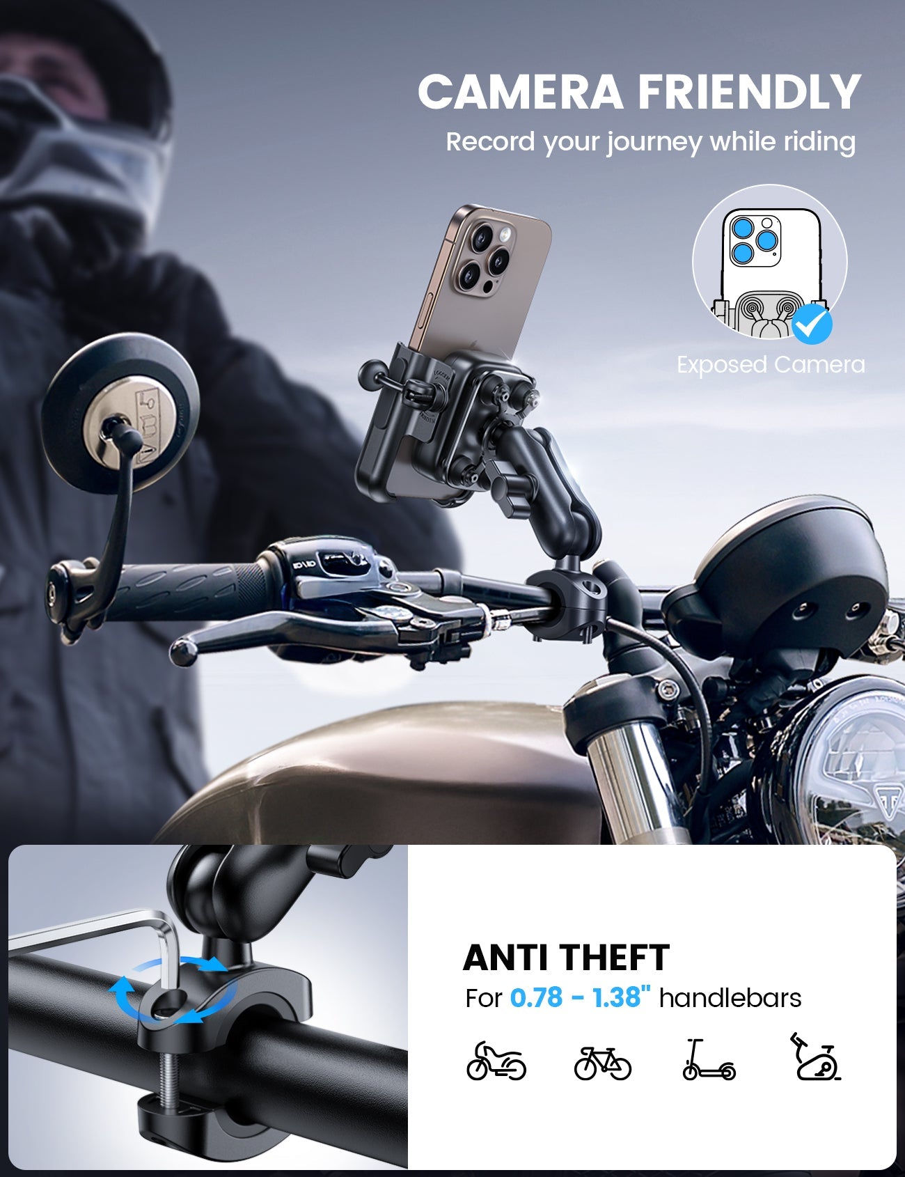 All Metal Motorcycle Phone Mount