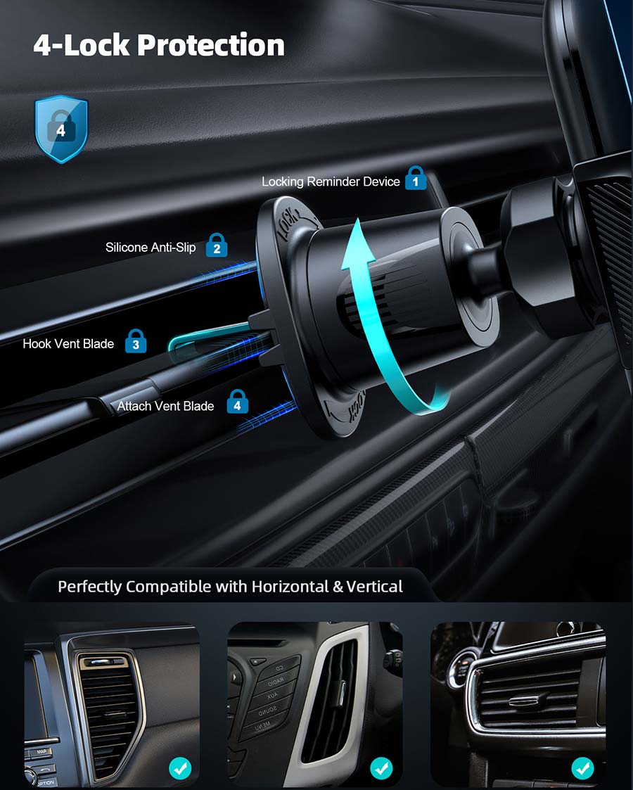 Wider Clamp & Metal Hook Phone Holder Car Vent - STCV01