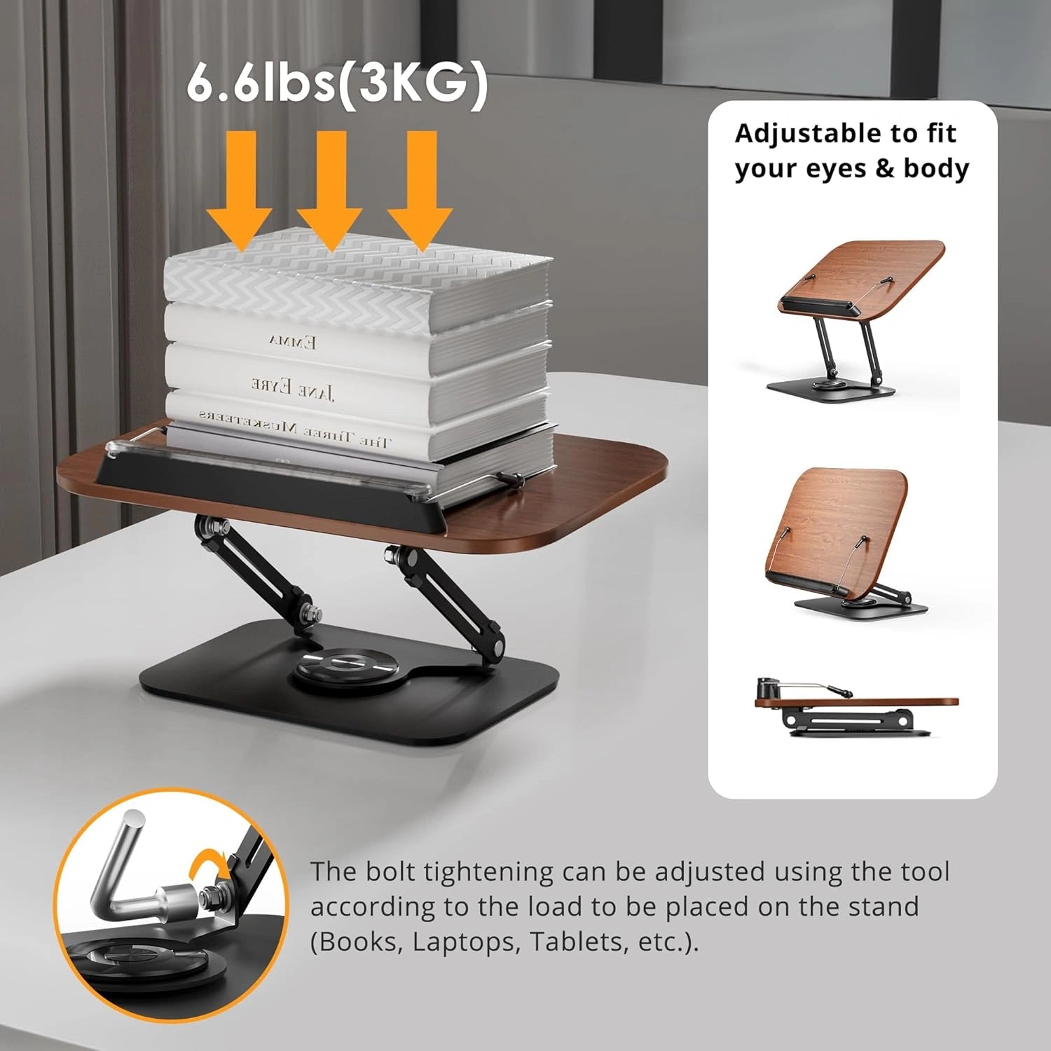 Adjustable Reading Holder with 360°Rotating Bases