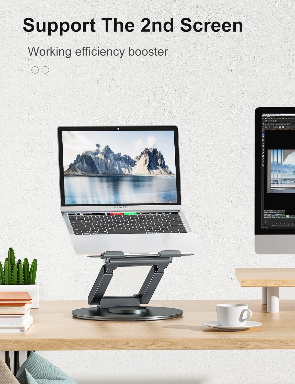 Telescopic Laptop/Book/Tablet Stand for Desk with 360° Swivel Base
