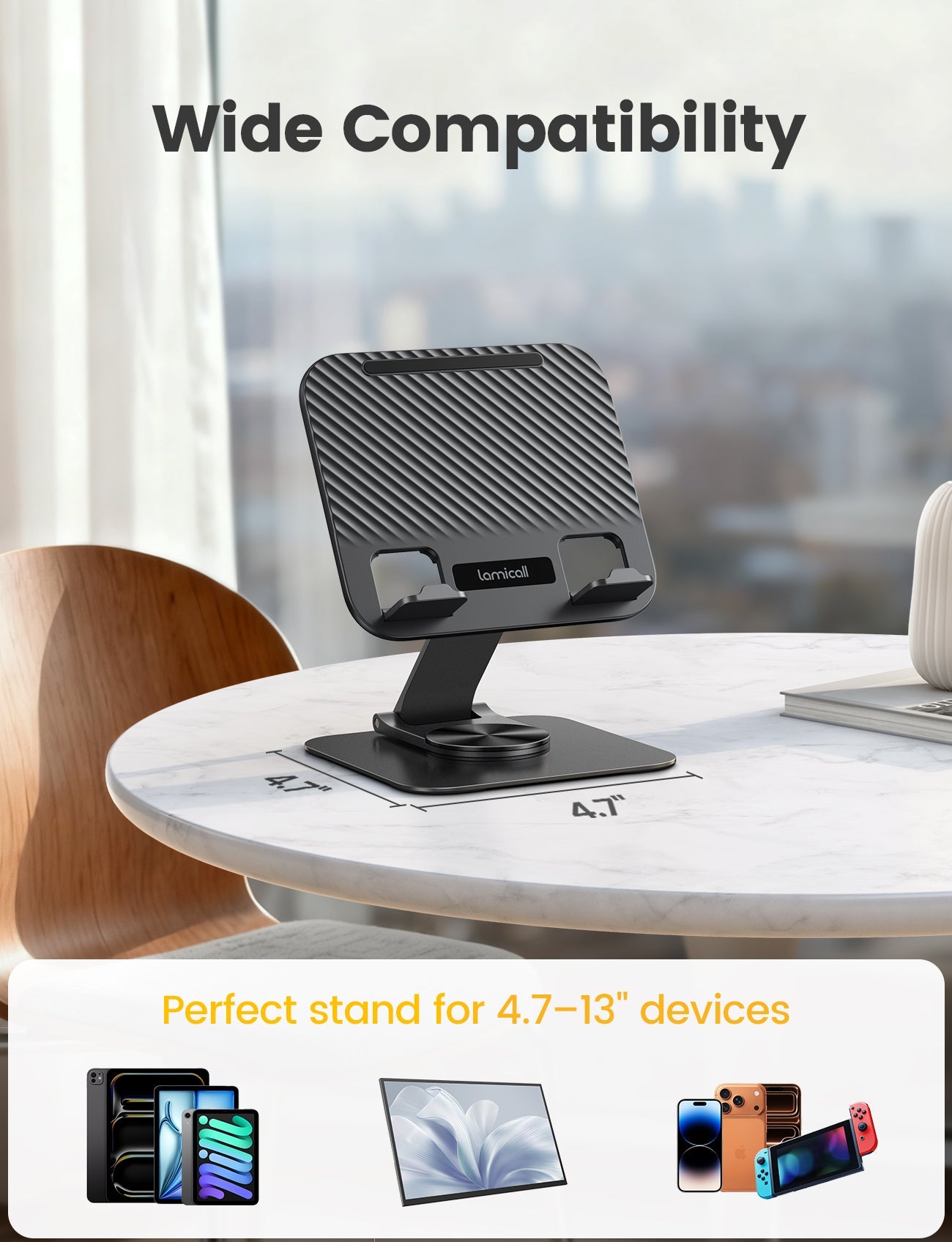 Desktop Adjustable & Foldable 360°Rotation Tablet Stand - STDT02