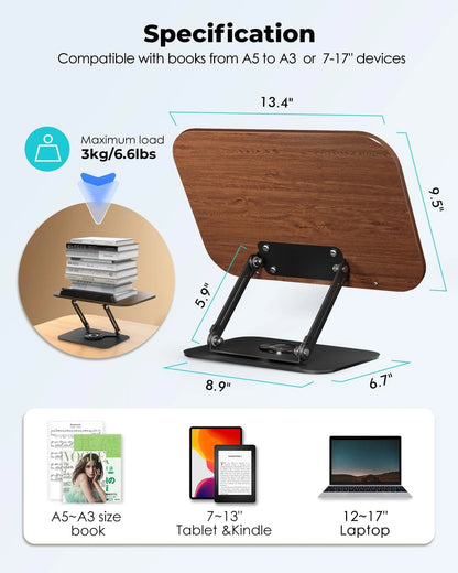 Adjustable Reading Holder with 360°Rotating Bases
