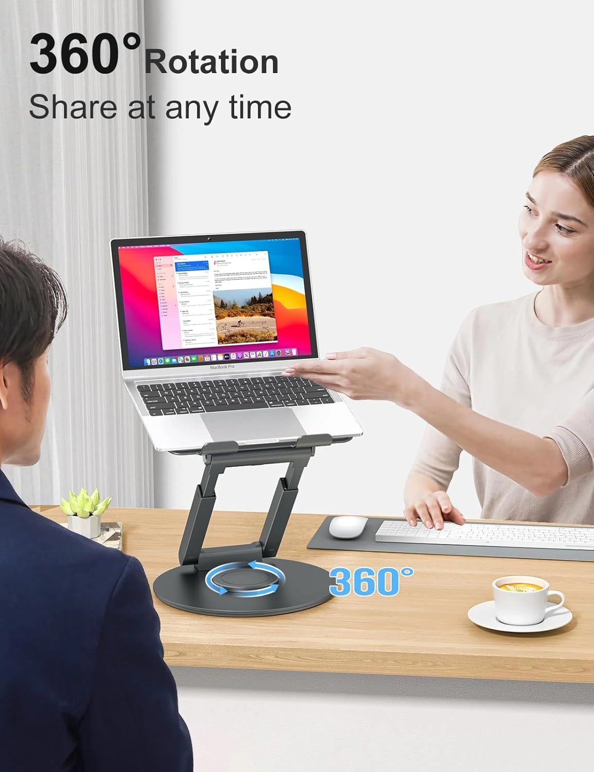 Telescopic Laptop/Book/Tablet Stand for Desk with 360° Swivel Base
