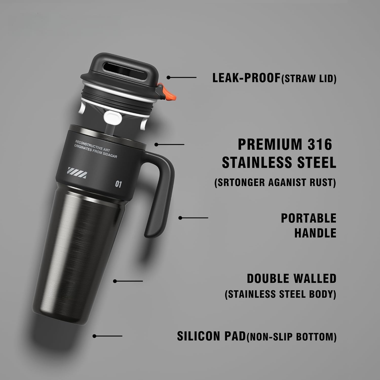 Cyber Tumbler with Handle and Straw
