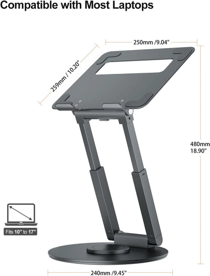 Telescopic Laptop/Book/Tablet Stand for Desk with 360° Swivel Base