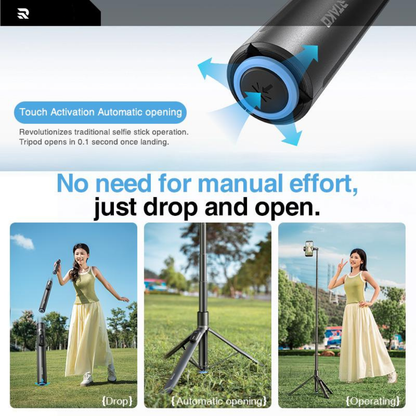 One-Touch Deploy Selfie Stick/ Tripod with Remote