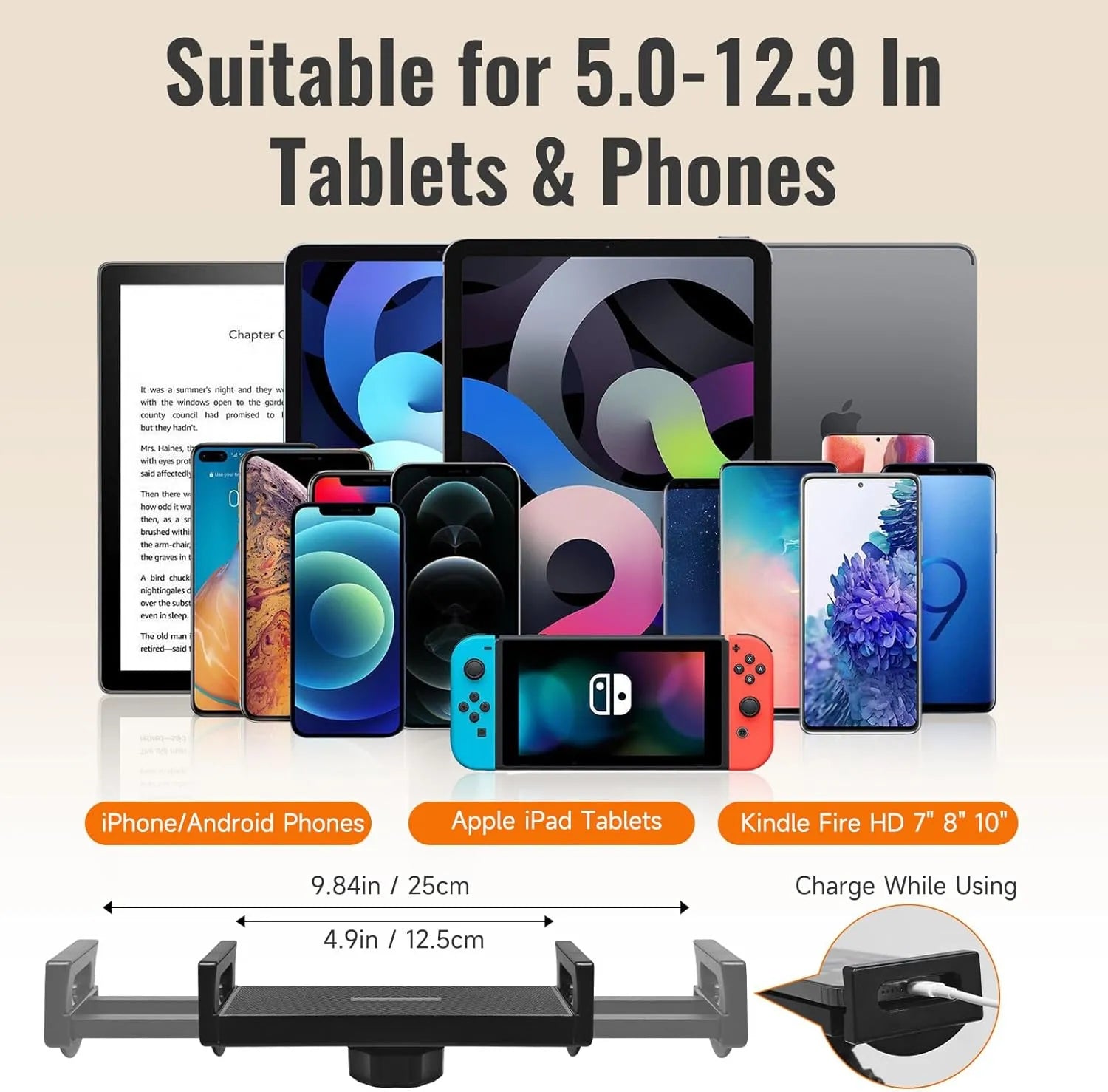 Universal Adjustable Tablet/Phone Holder - Plug-in Style