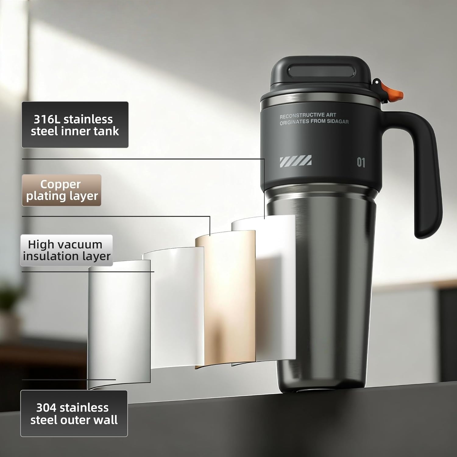 Cyber Tumbler with Handle and Straw