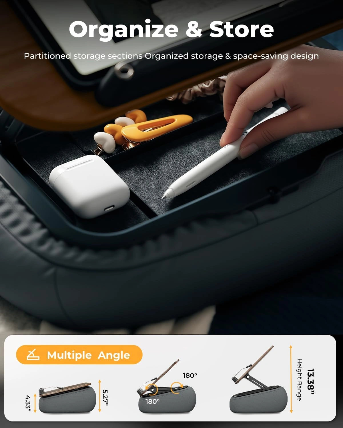 Adjustable Pillow Stand with Storage