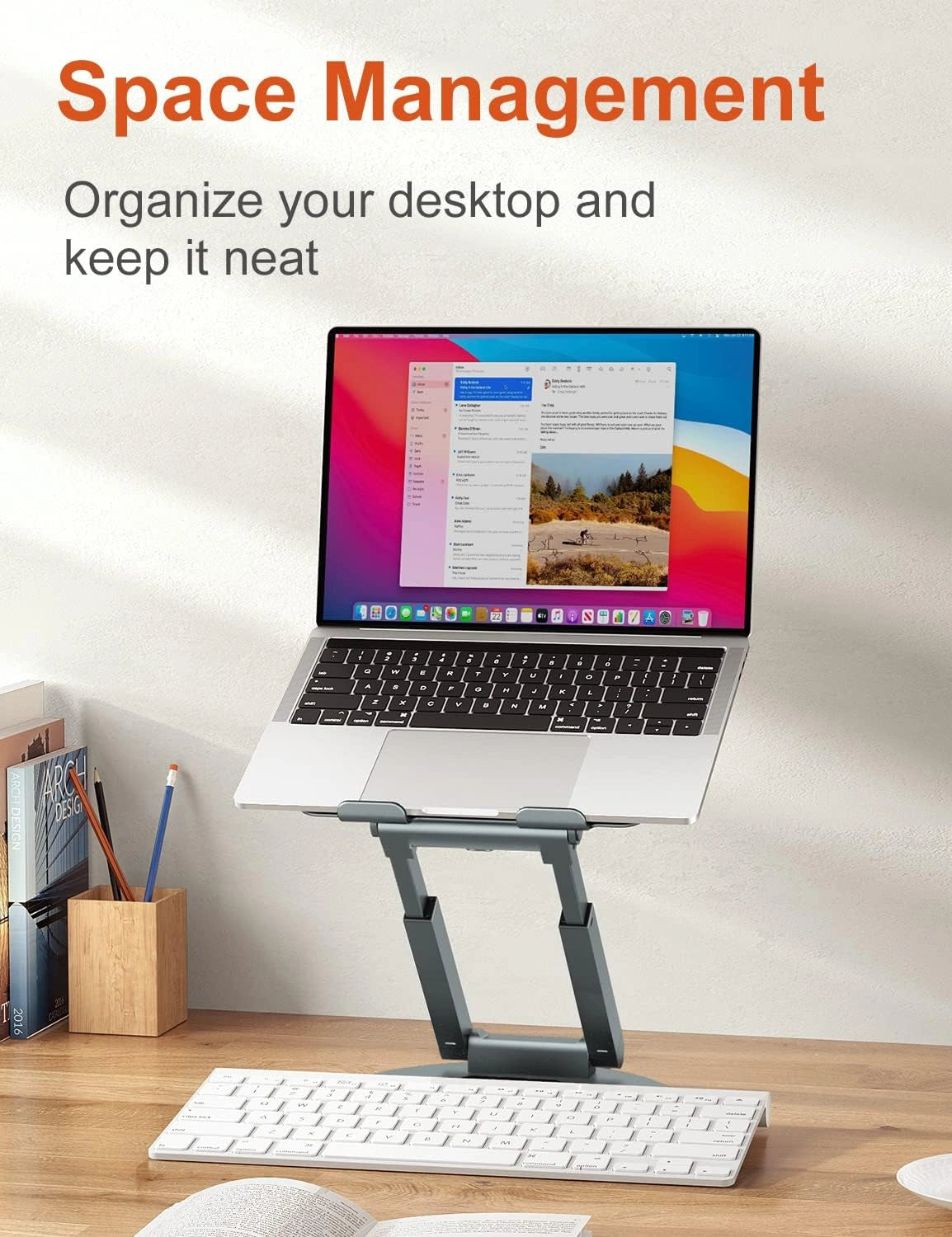 Telescopic Laptop/Book/Tablet Stand for Desk with 360° Swivel Base